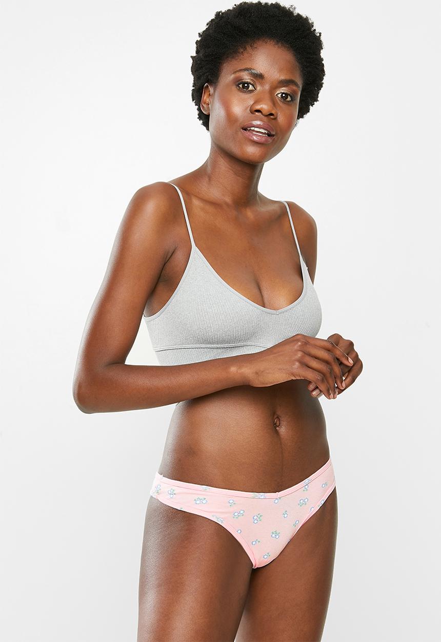 Cotton On - Cotton rib high cut g string brief 3pack - multi