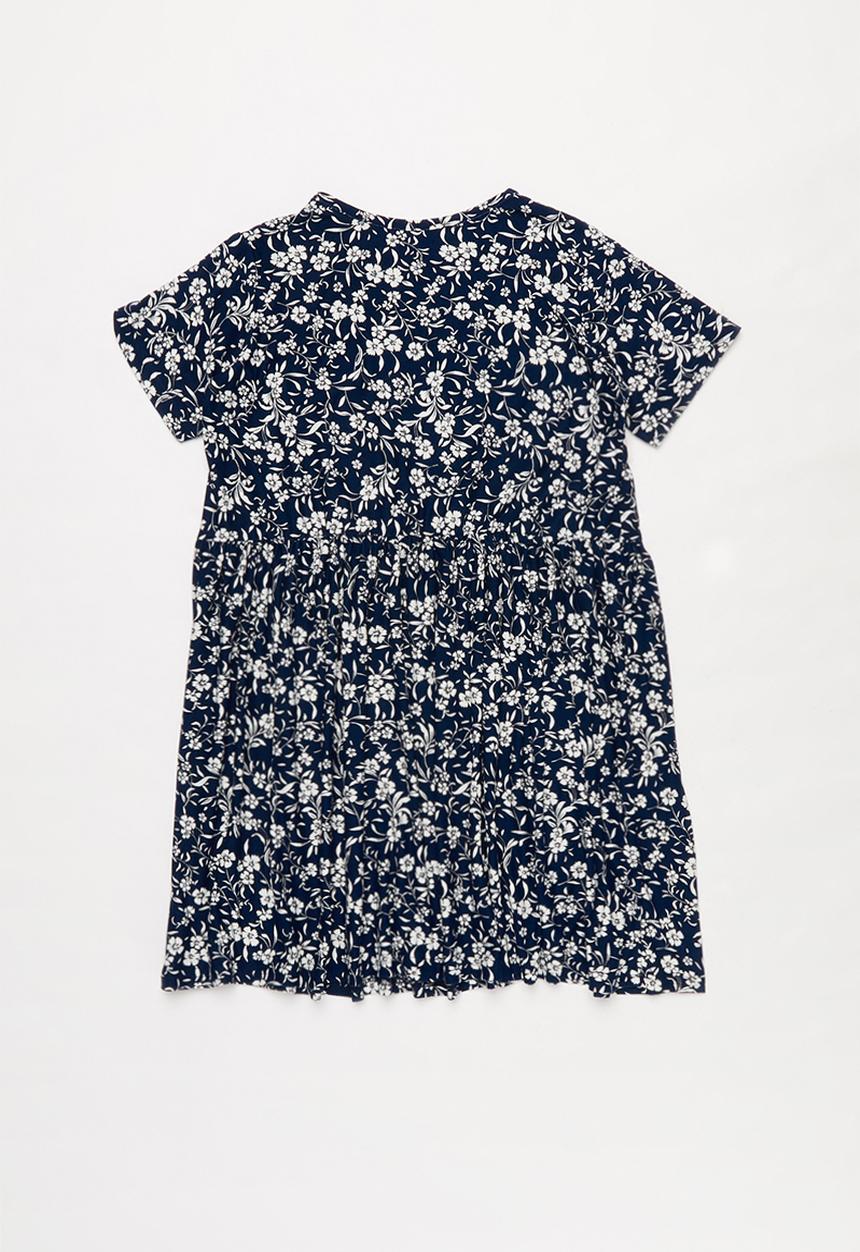 Pop Candy - Floral print short sleeve dress - navy & white 