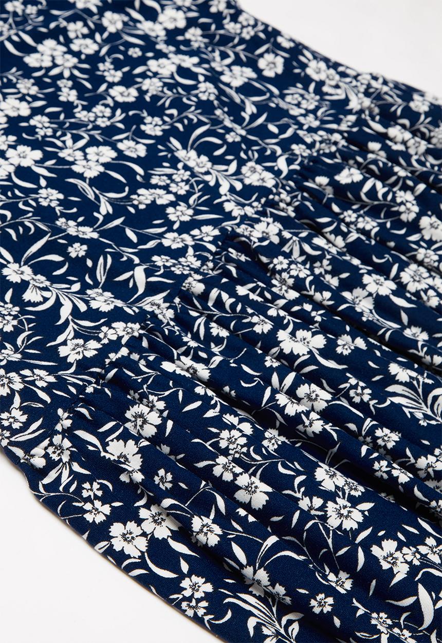 Pop Candy - Floral print short sleeve dress - navy & white 