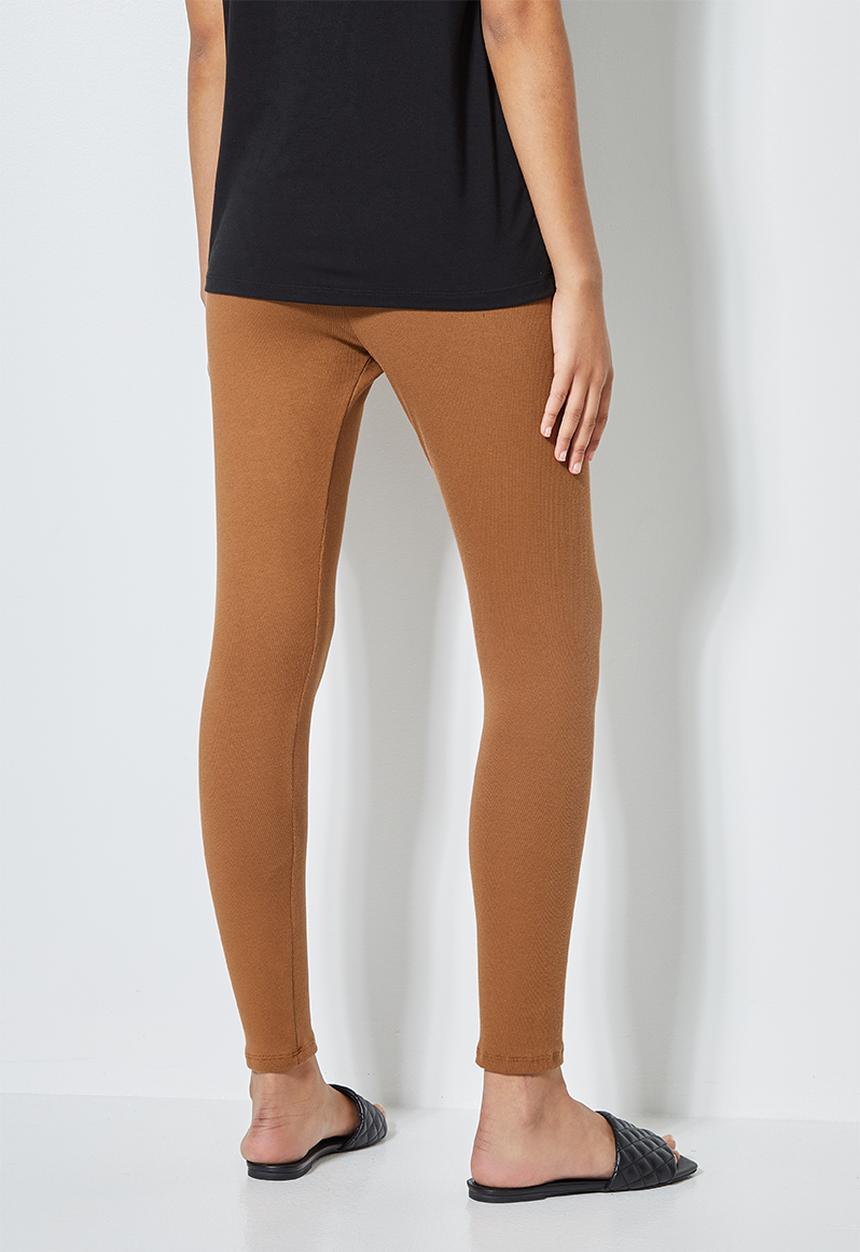 Superbalist - 7/8 rib leggings - tobacco