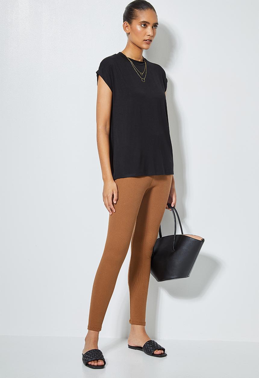Superbalist - 7/8 rib leggings - tobacco