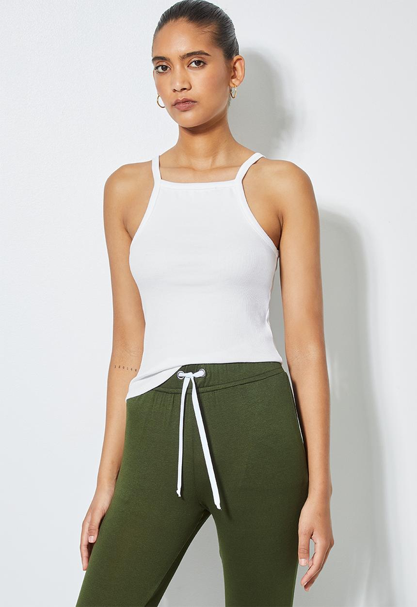 Superbalist - Rib square neck vest - white