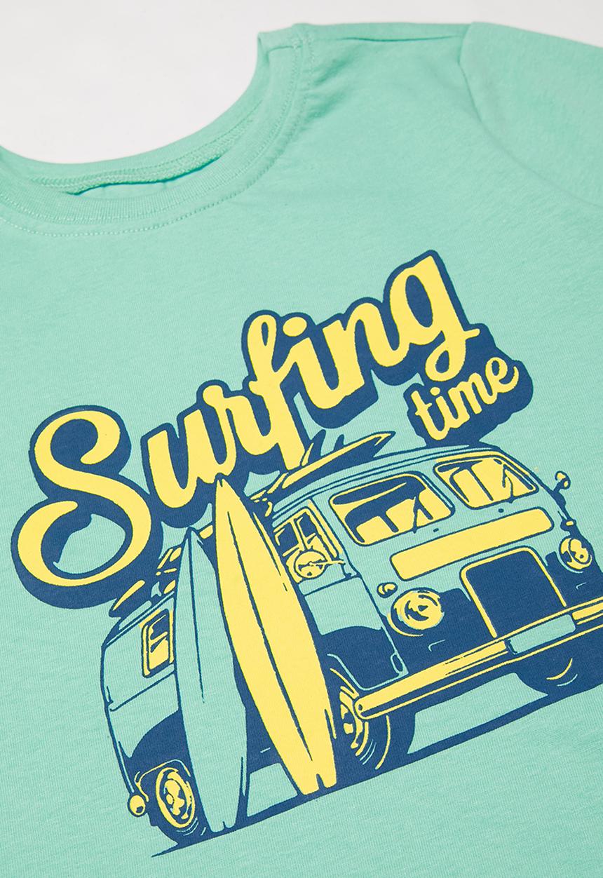 Pop Candy - Curved hem printed tee - aqua