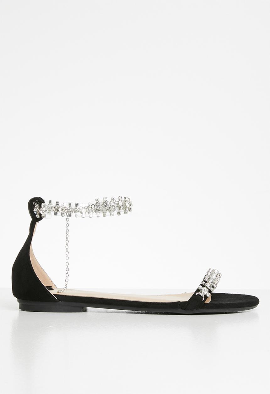 SISSY BOY - Walk on by diamanté ankle strap sandal - black