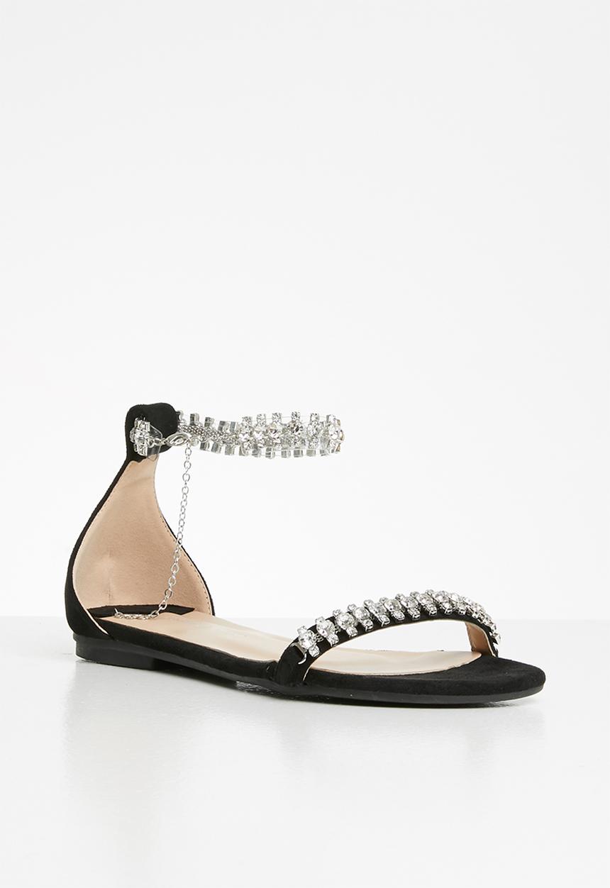 SISSY BOY - Walk on by diamanté ankle strap sandal - black