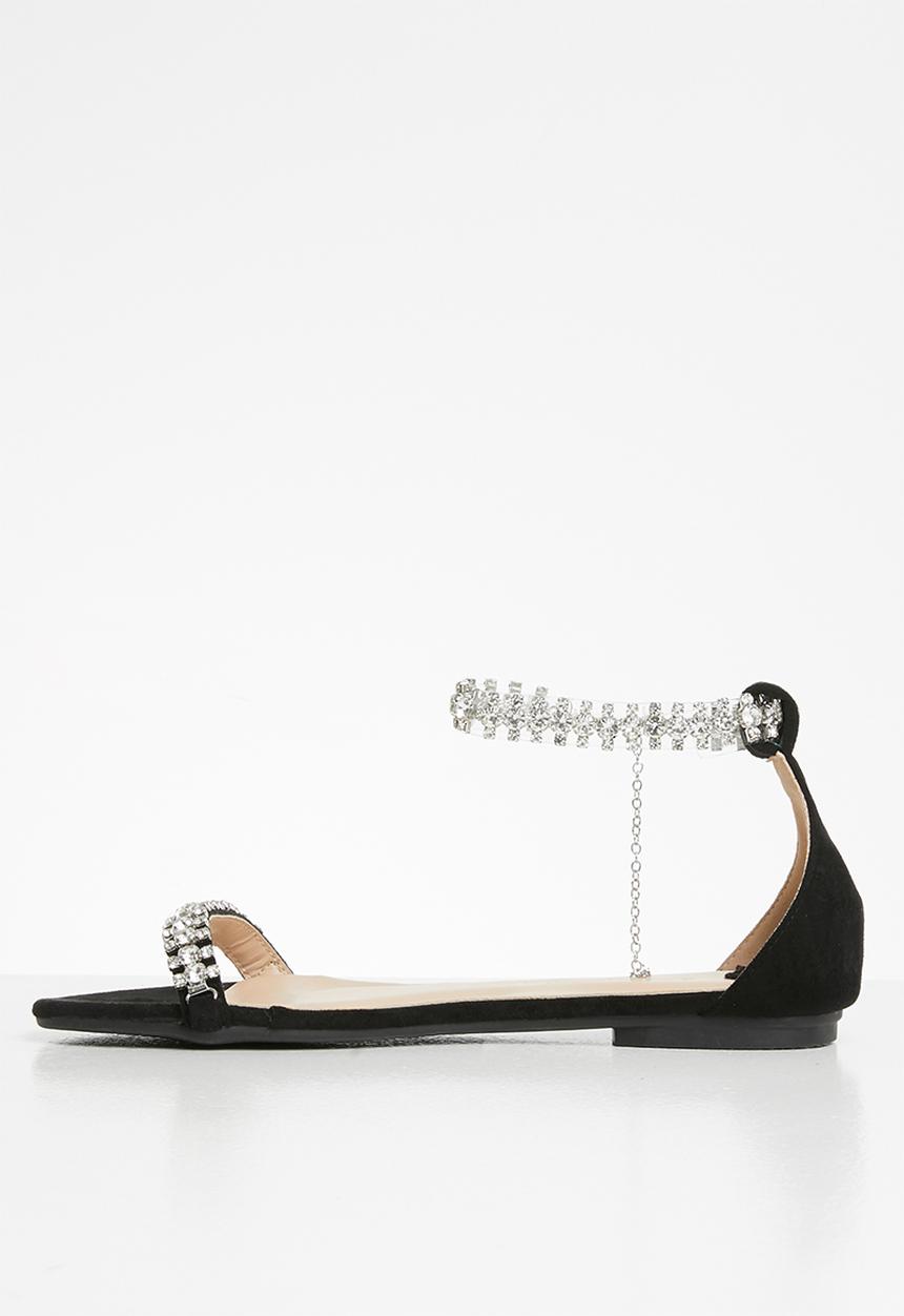 SISSY BOY - Walk on by diamanté ankle strap sandal - black