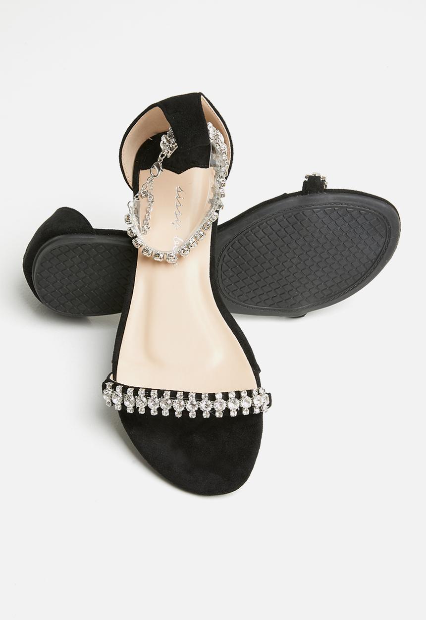 SISSY BOY - Walk on by diamanté ankle strap sandal - black