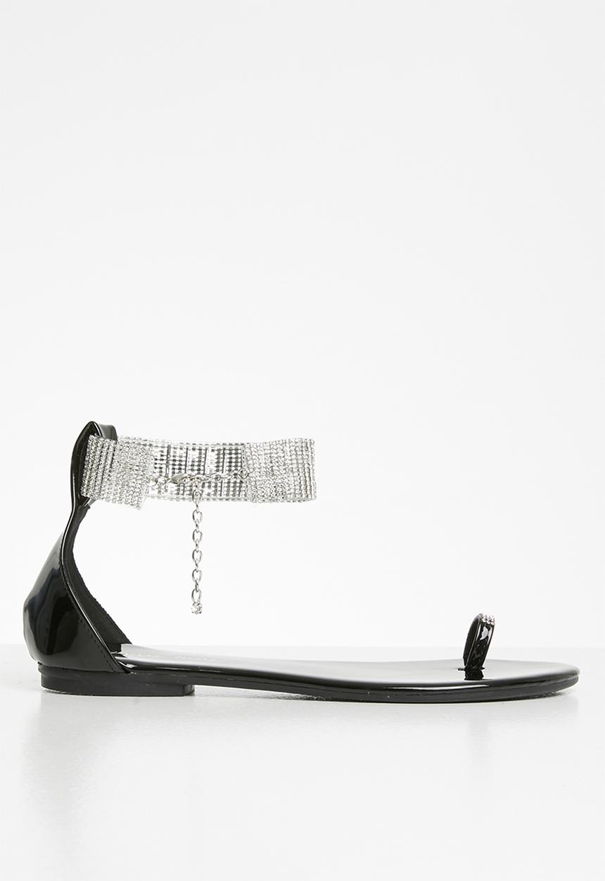 SISSY BOY - A diamond in the cuff - diamanté ankle strap sandal  - black