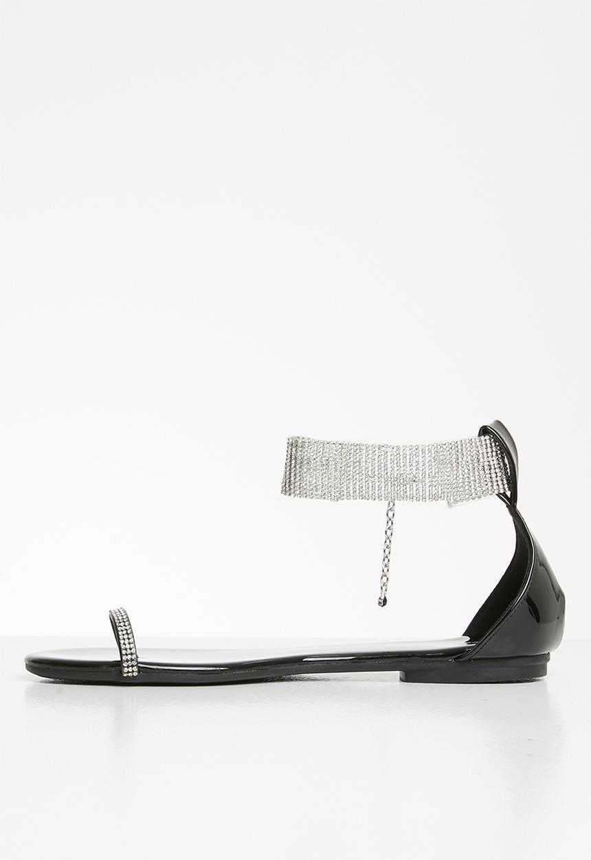 SISSY BOY - A diamond in the cuff - diamanté ankle strap sandal  - black