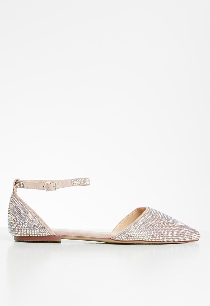 SISSY BOY - Bling it on diamanté pump with ankle strap - dusty pink