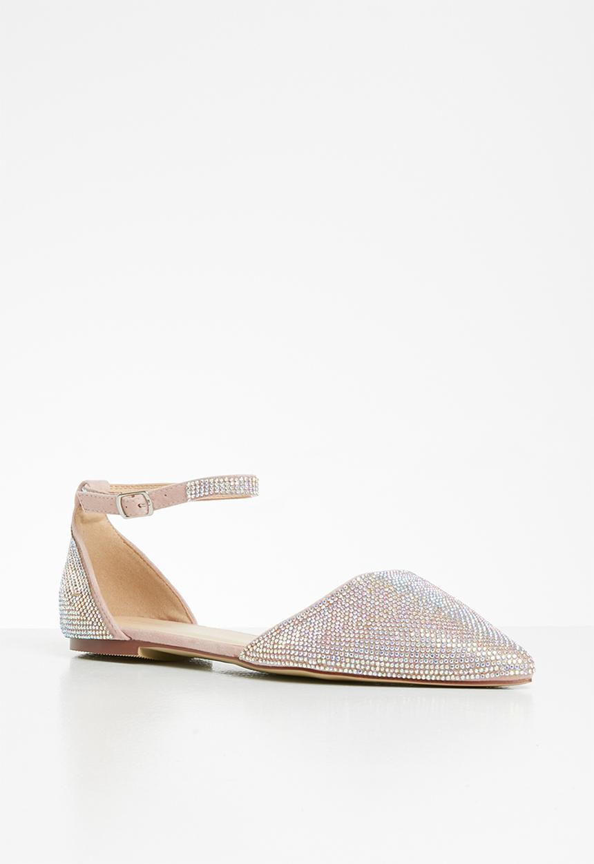 SISSY BOY - Bling it on diamanté pump with ankle strap - dusty pink