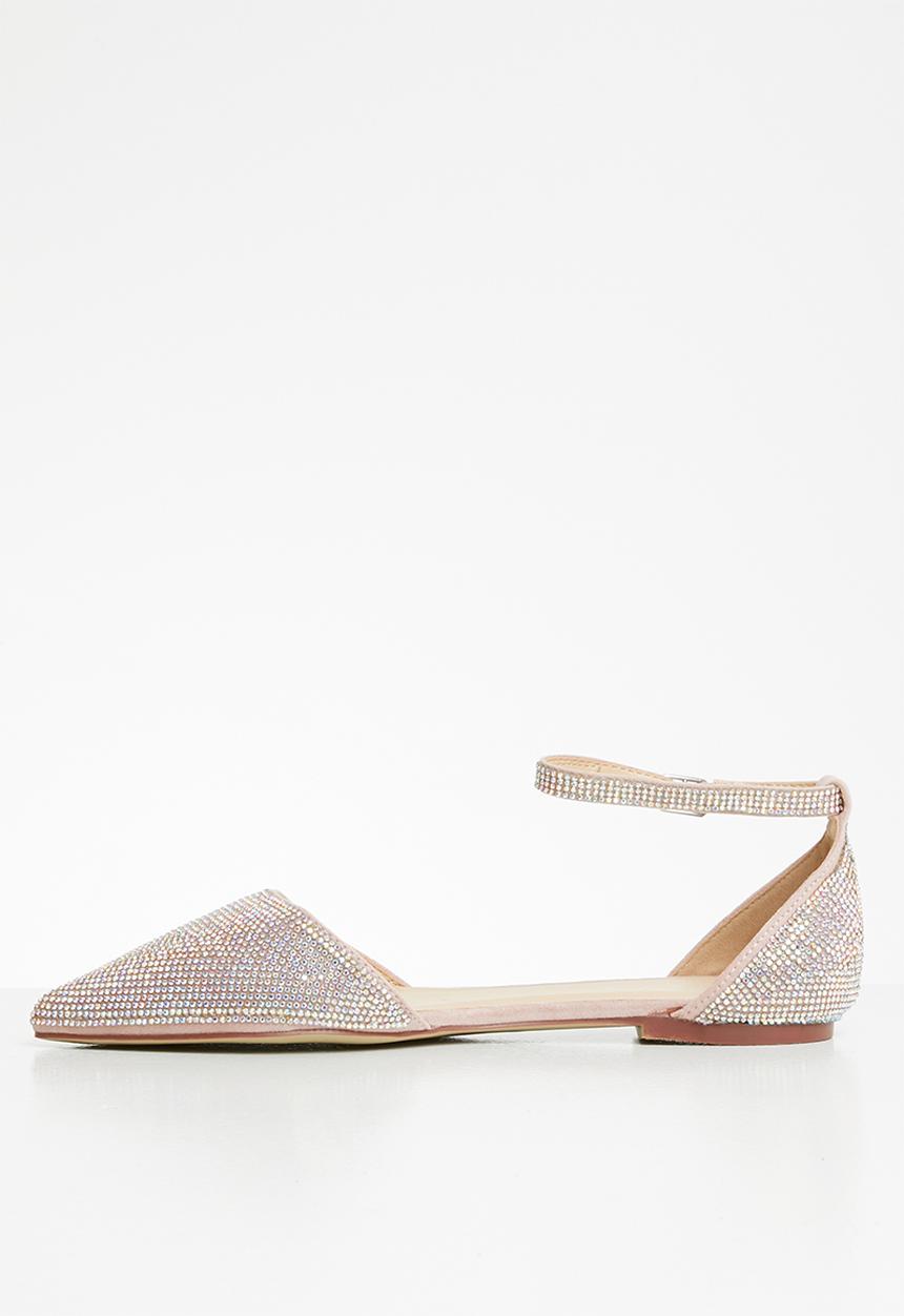 SISSY BOY - Bling it on diamanté pump with ankle strap - dusty pink