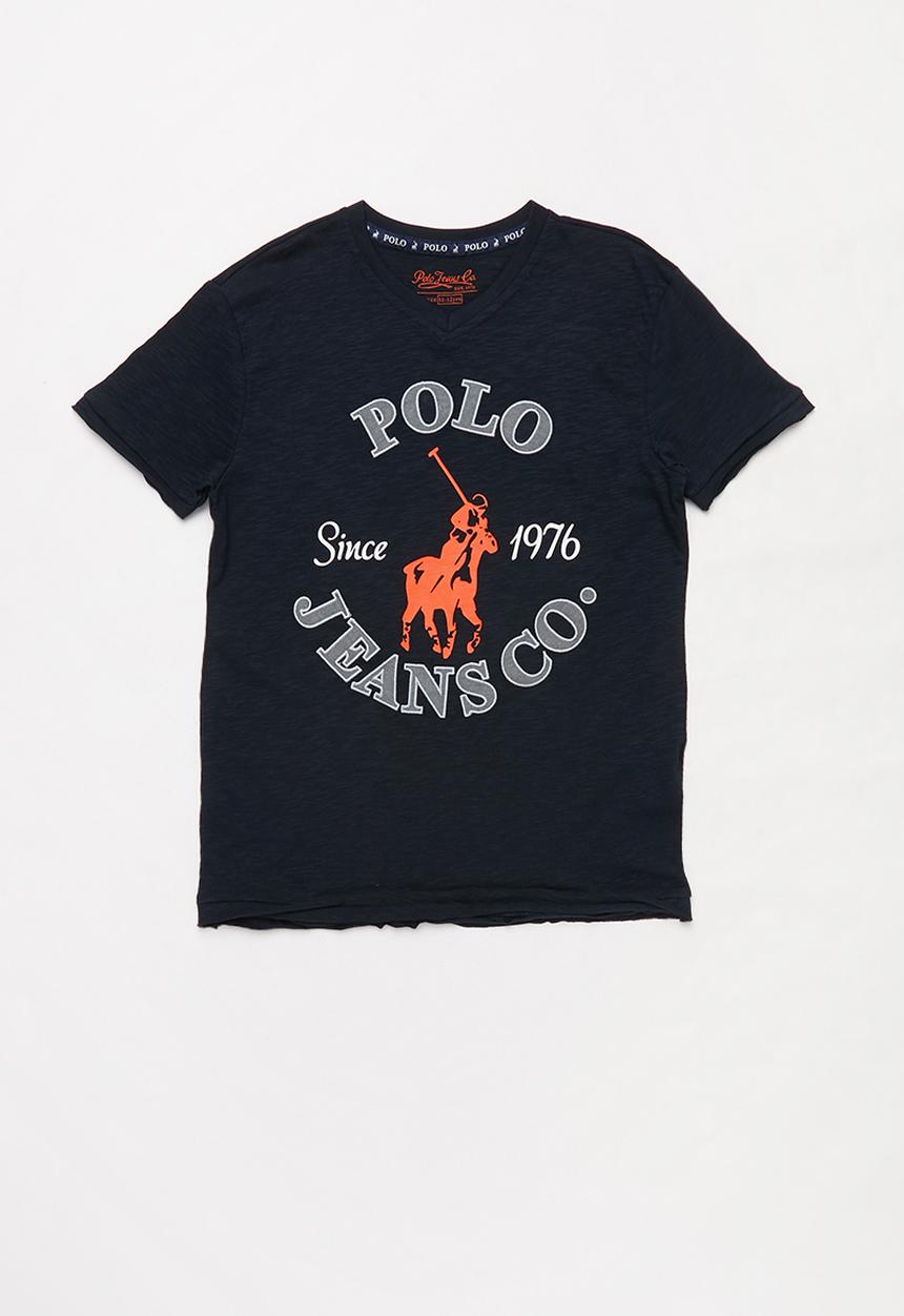 POLO - Sebastian printed v-neck tee - navy