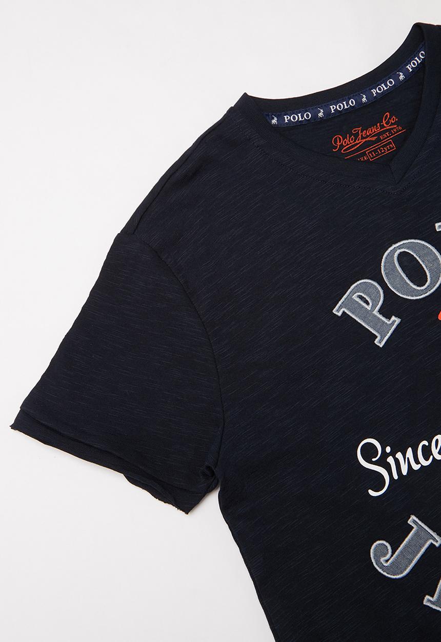 POLO - Sebastian printed v-neck tee - navy