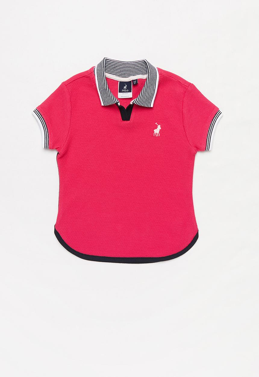 POLO - Girls zoe honeycomb ss golfer - cerise