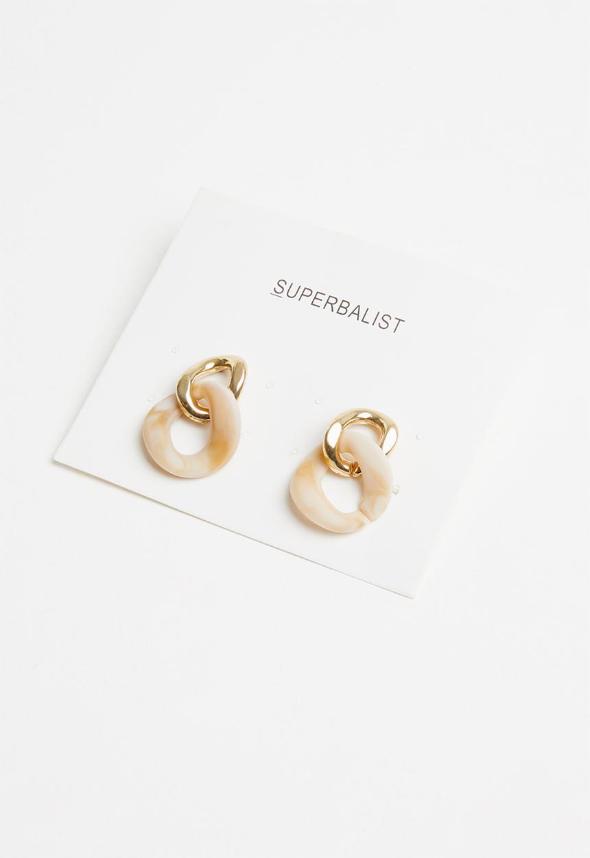 Superbalist - Casey hoop earrings - gold & neutral