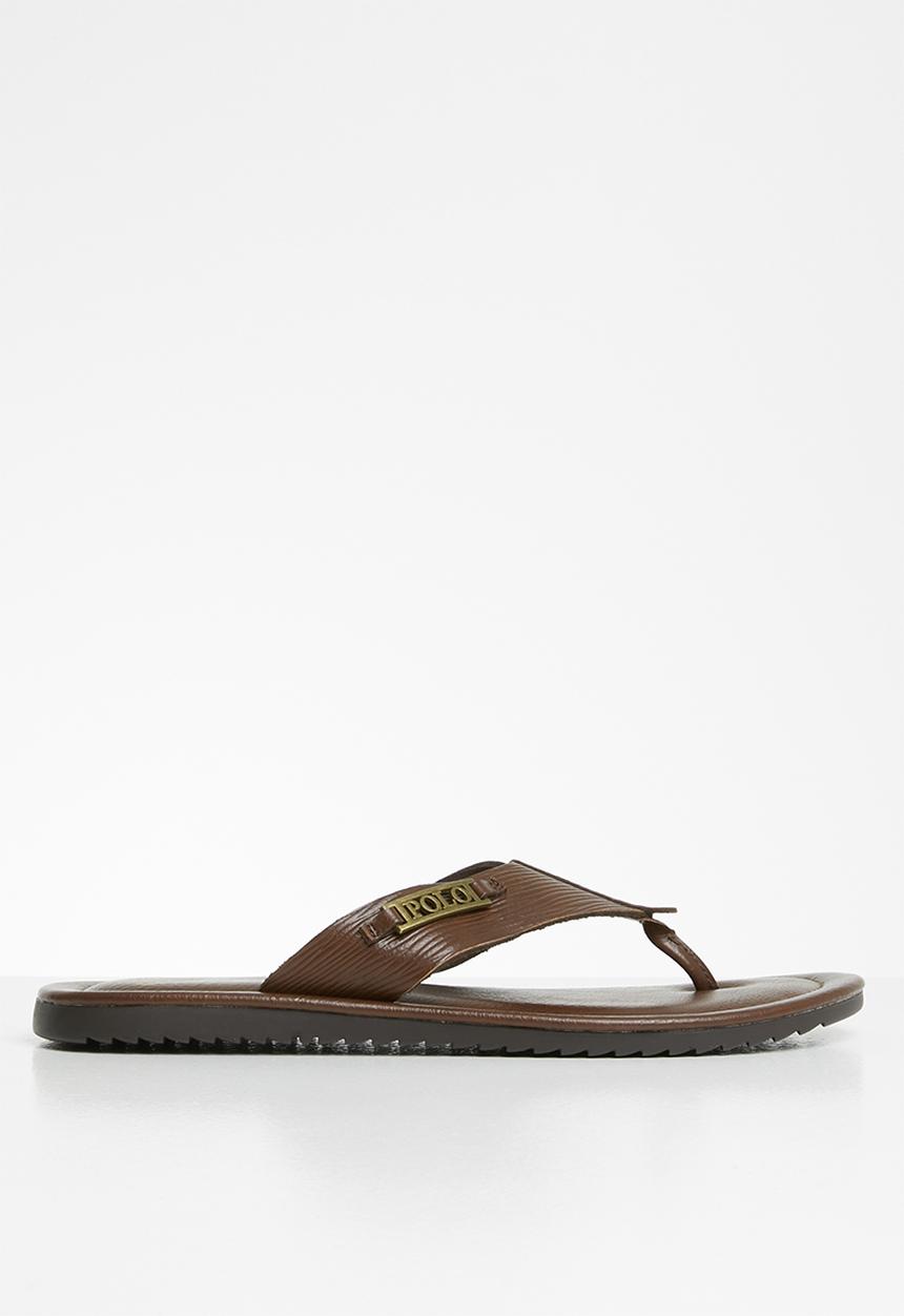 POLO - Alex leather thong sandal - brown