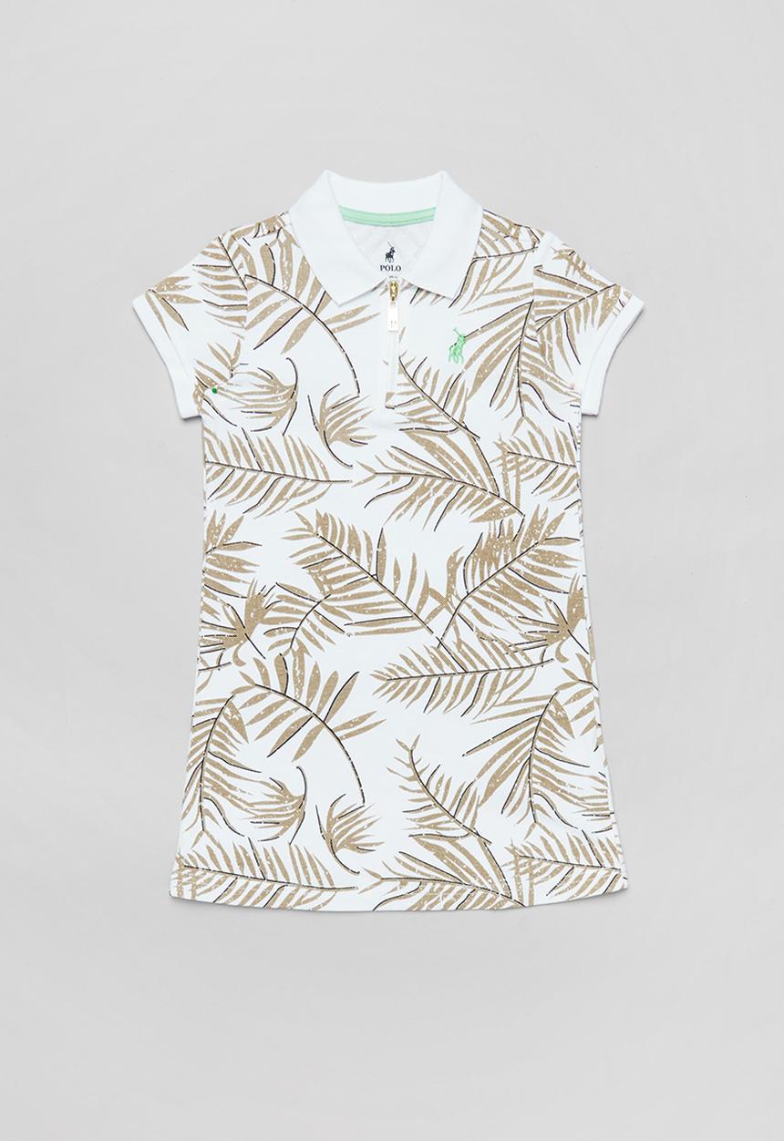 POLO - Girls arabella printed golfer dress - stone