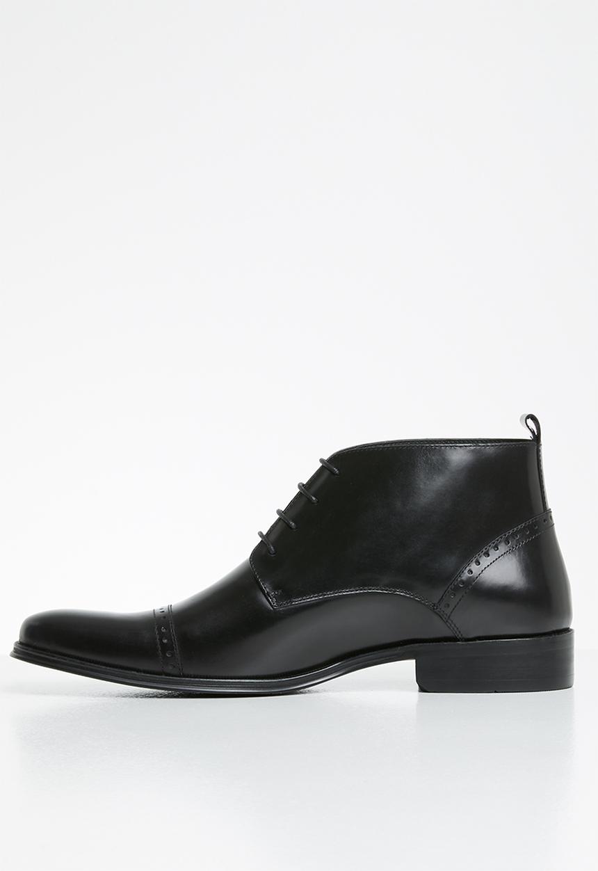 POLO - Lace up toe cap formal boot - black