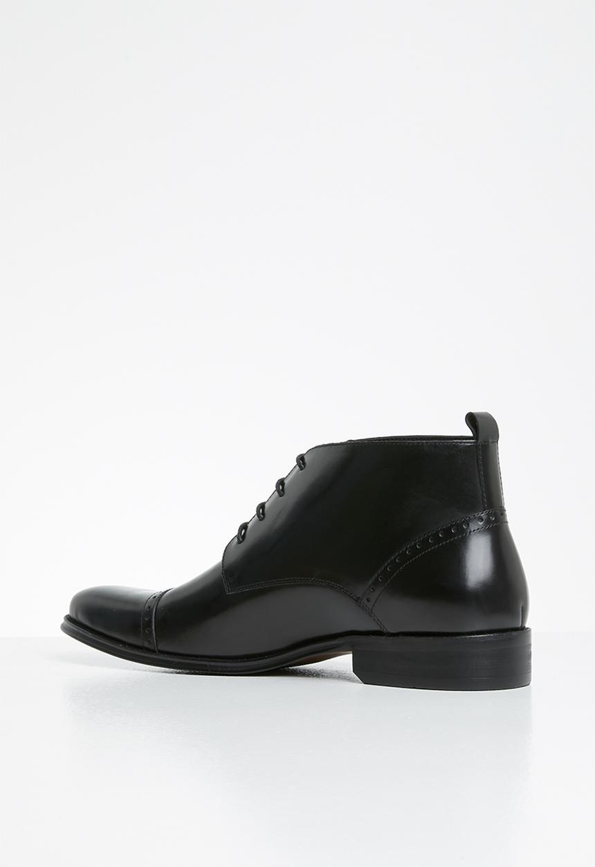 POLO - Lace up toe cap formal boot - black