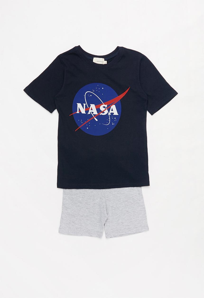 Superbalist Kids - Nasa shorts & tee pj set - grey & navy