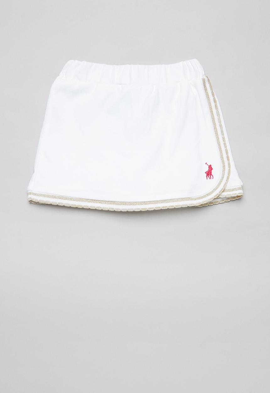 POLO - Girls addison scalloped wrap short - white