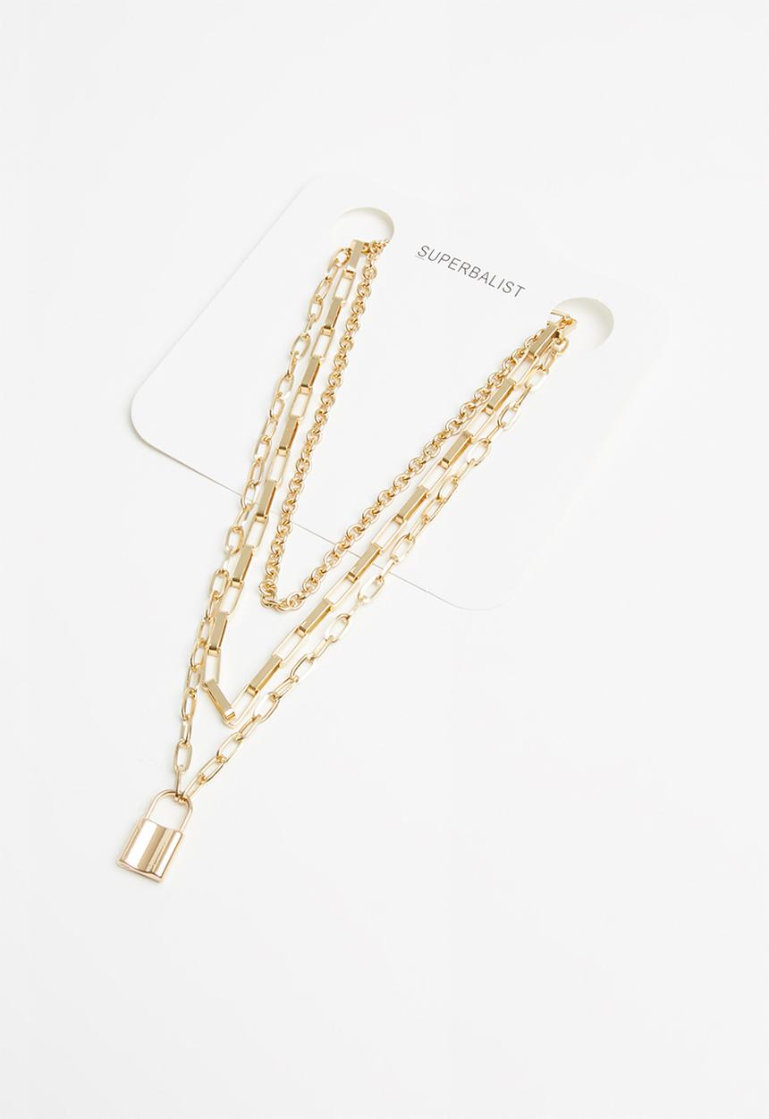Superbalist - Padlock layered necklace-gold