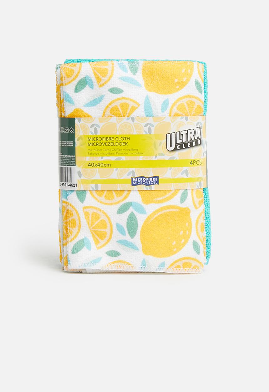 Excellent Houseware - Lemon microfibre cloths set of 4 - multi