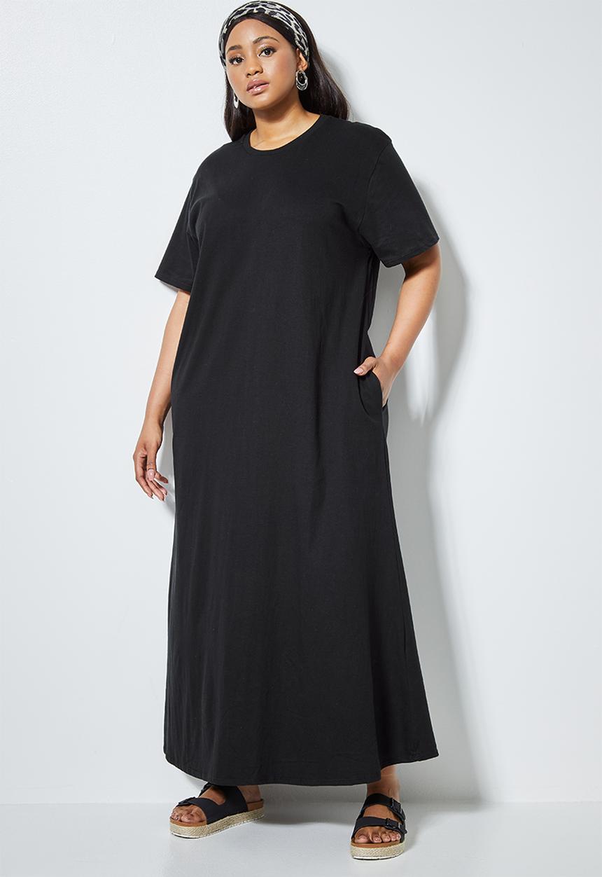 Superbalist - Trapeze pocket detail crew neck dress - black