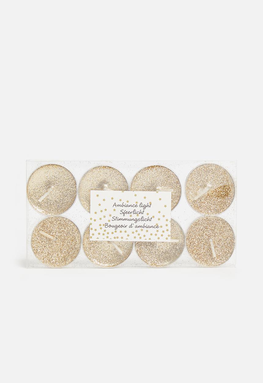 H&S - Glitter tealight set of 8 - gold