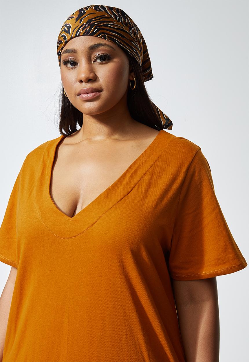 Superbalist - V-neck tiered midi dress - mustard