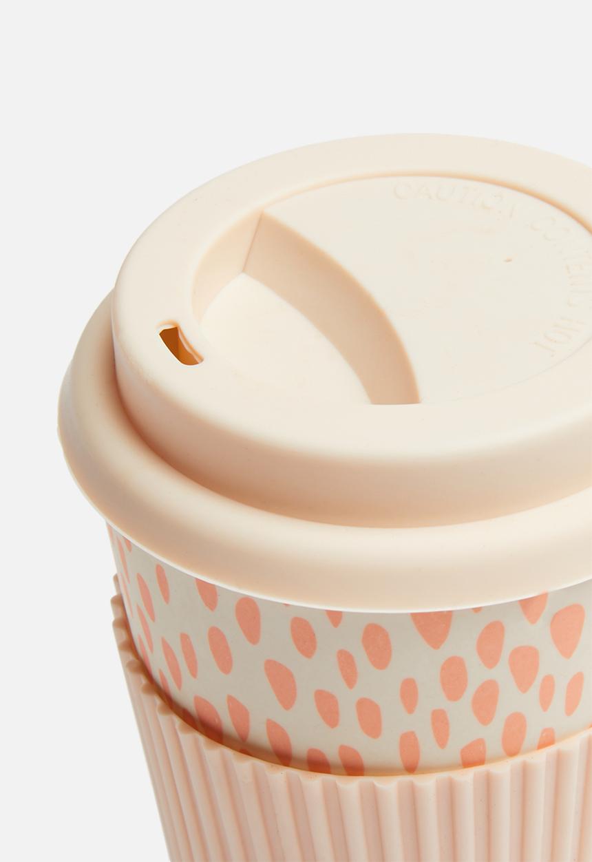 Excellent Houseware - Bamboo on-the-go rain drop mug - pink & cream