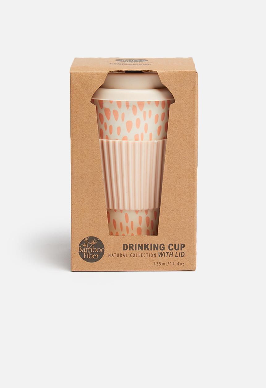 Excellent Houseware - Bamboo on-the-go rain drop mug - pink & cream