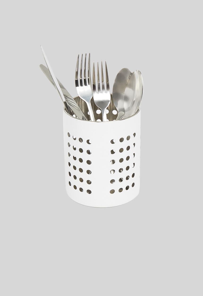 Excellent Houseware - Stainless steel cutlery basket -white