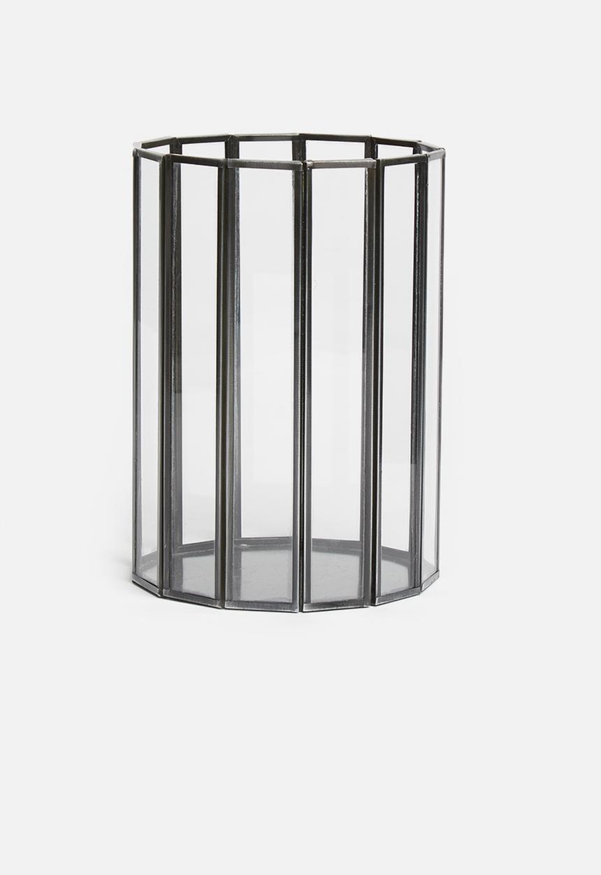 H&S - Facet glass candle lantern - black
