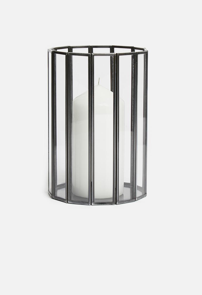 H&S - Facet glass candle lantern - black