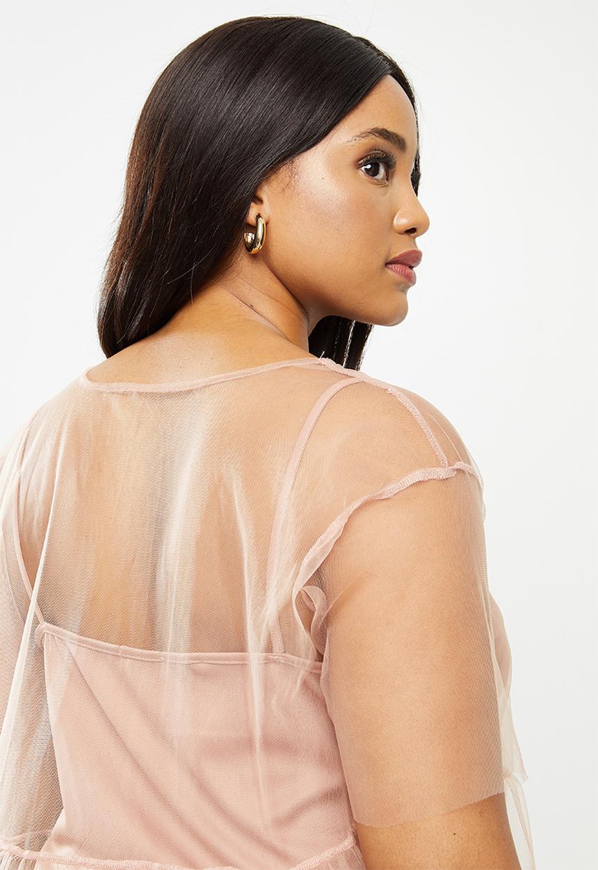 MILLA - Tulle tiered top - neutral