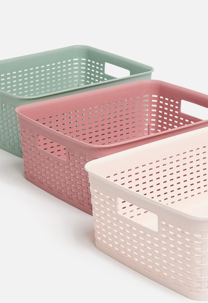 H&S - Plastic weave basket - light pink