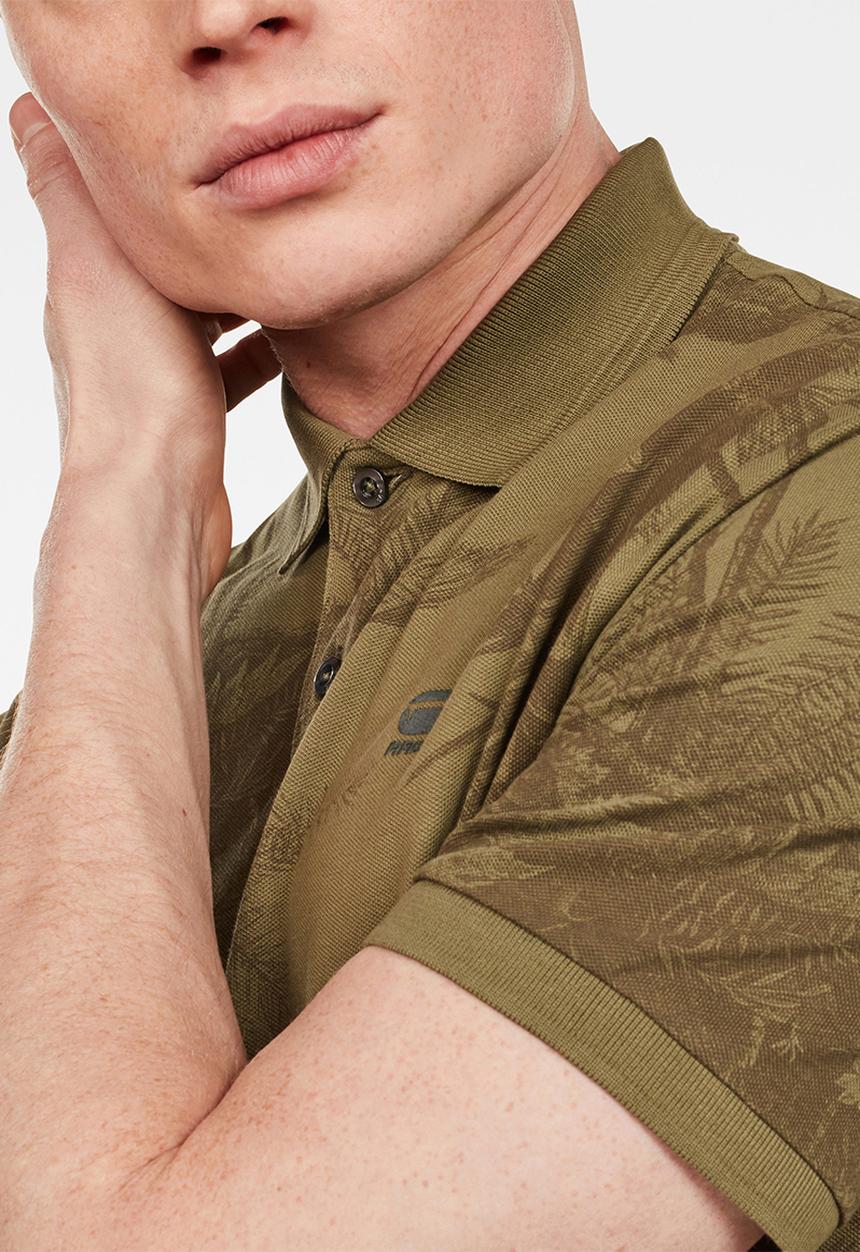 G-STAR - Flax aop regular short sleeve polo - sage