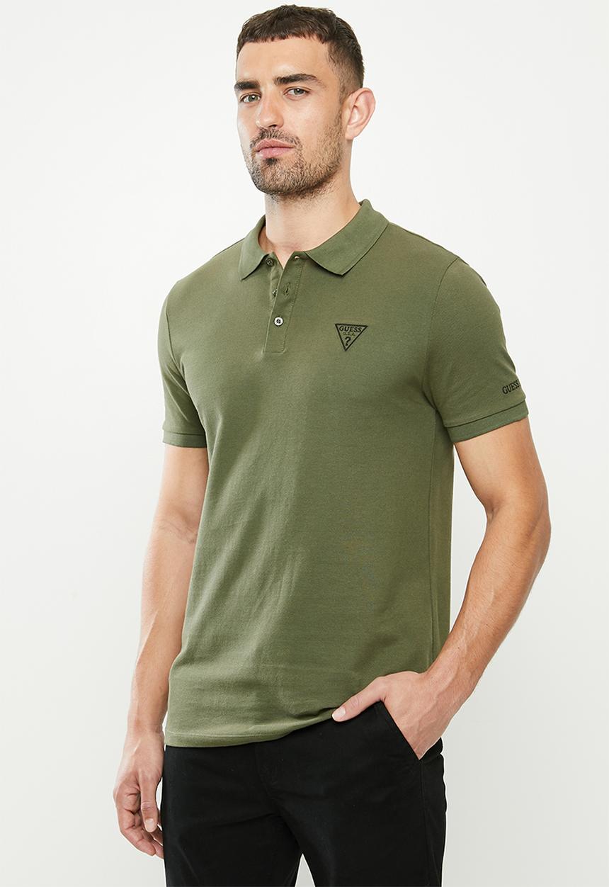GUESS - Short sleeve Guess classic golfer - olive
