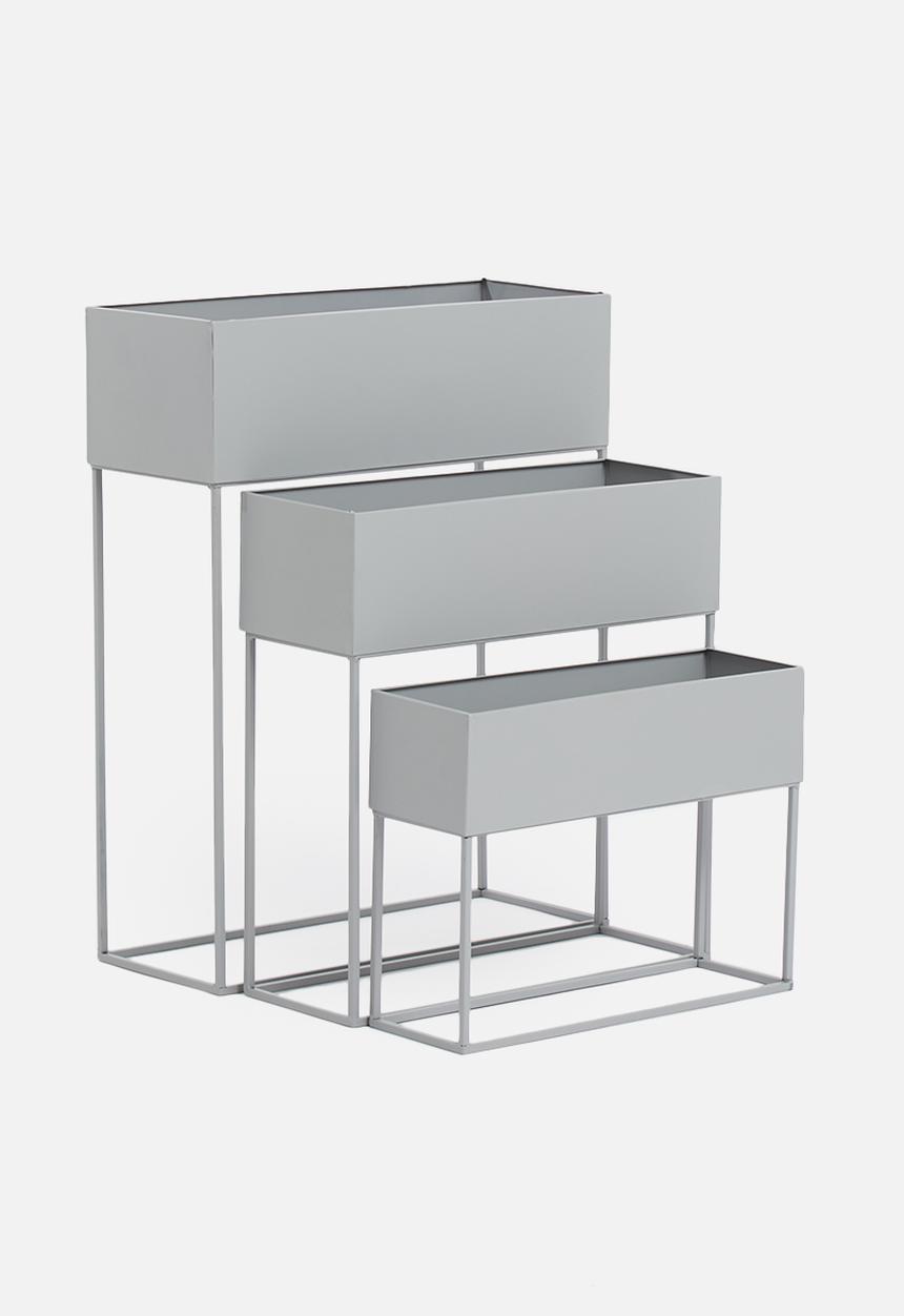H&S - Maxwell planter set of 3 - light grey