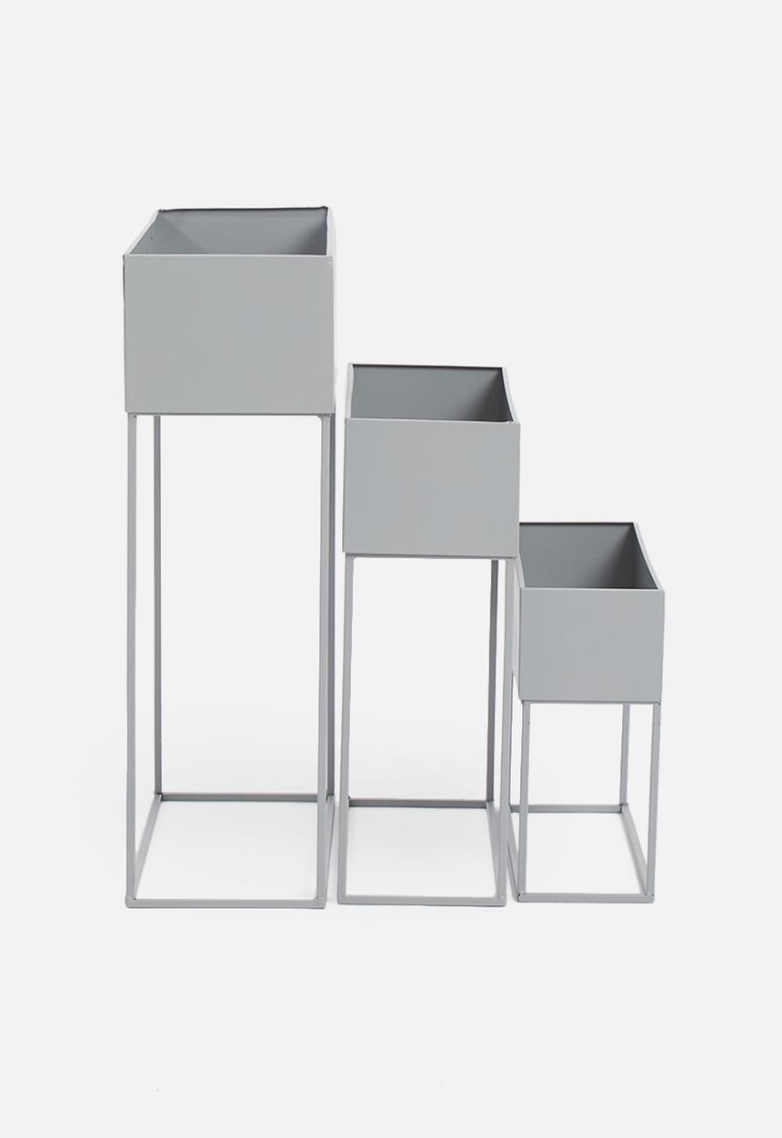 H&S - Maxwell planter set of 3 - light grey