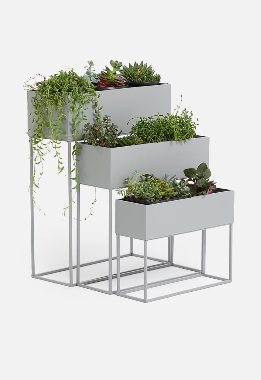 H&S - Maxwell planter set of 3 - light grey