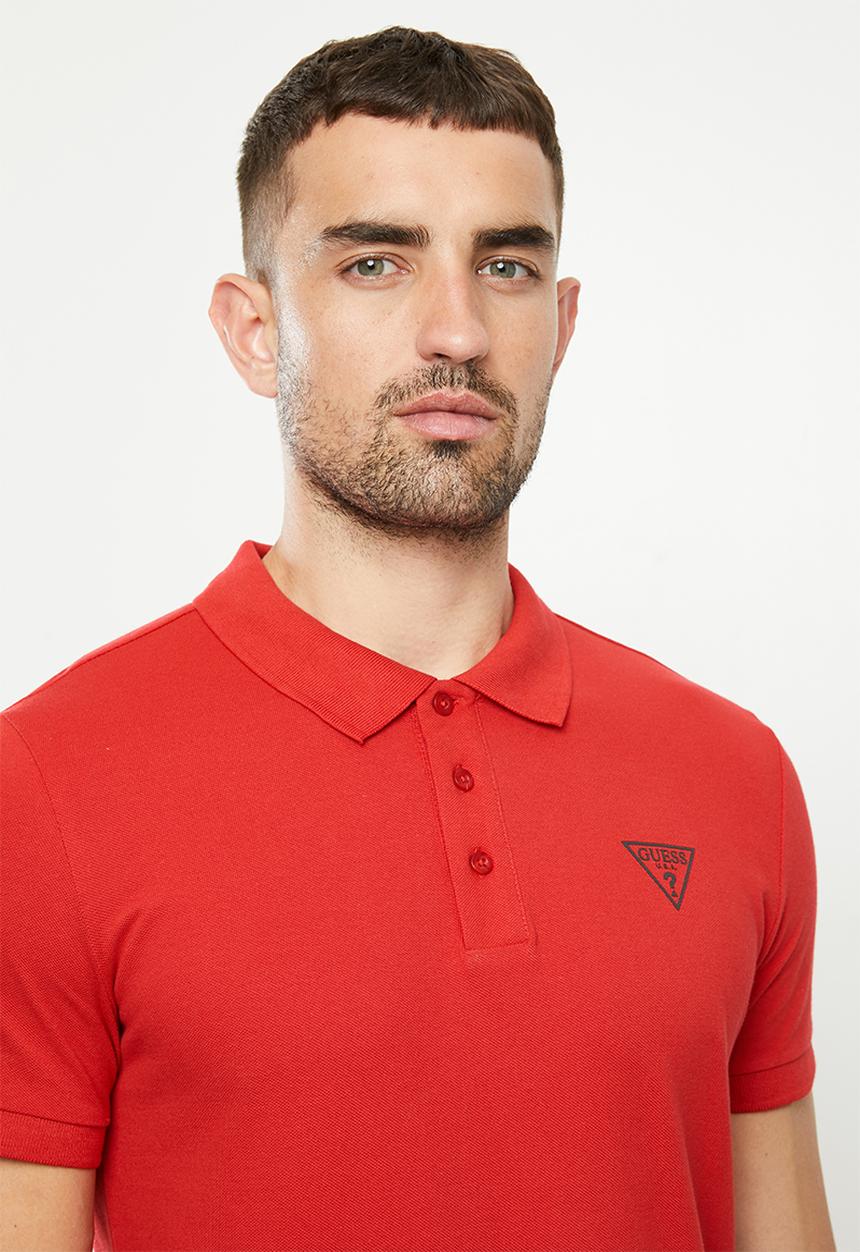 GUESS - Guess man rep short sleeve polo - red