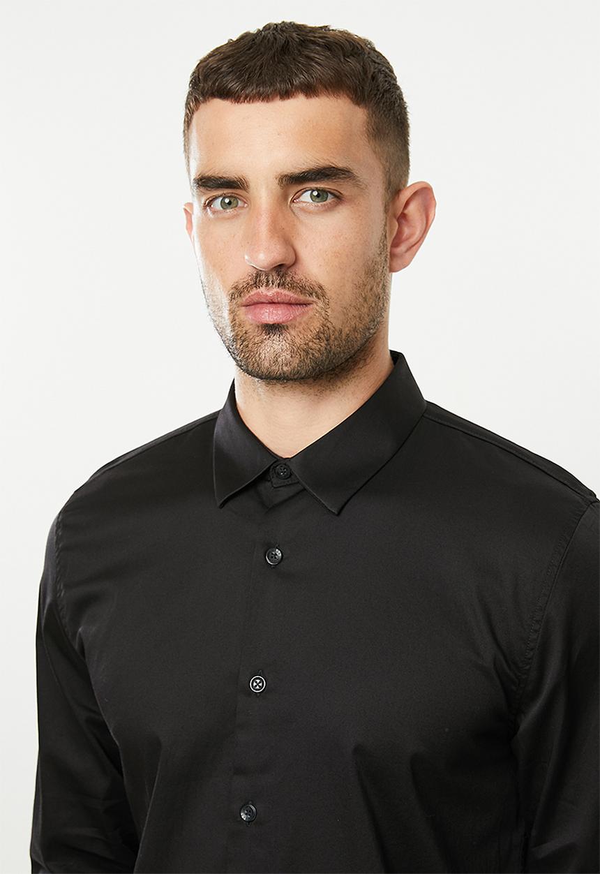 GUESS - Guess stretch long sleeve shirt - black