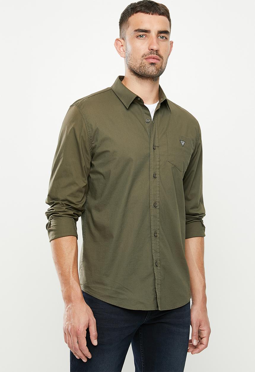 GUESS - Long sleeve Guess core poplin shirt - olive