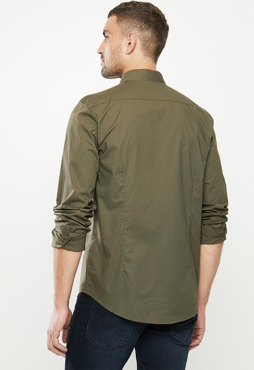 GUESS - Long sleeve Guess core poplin shirt - olive
