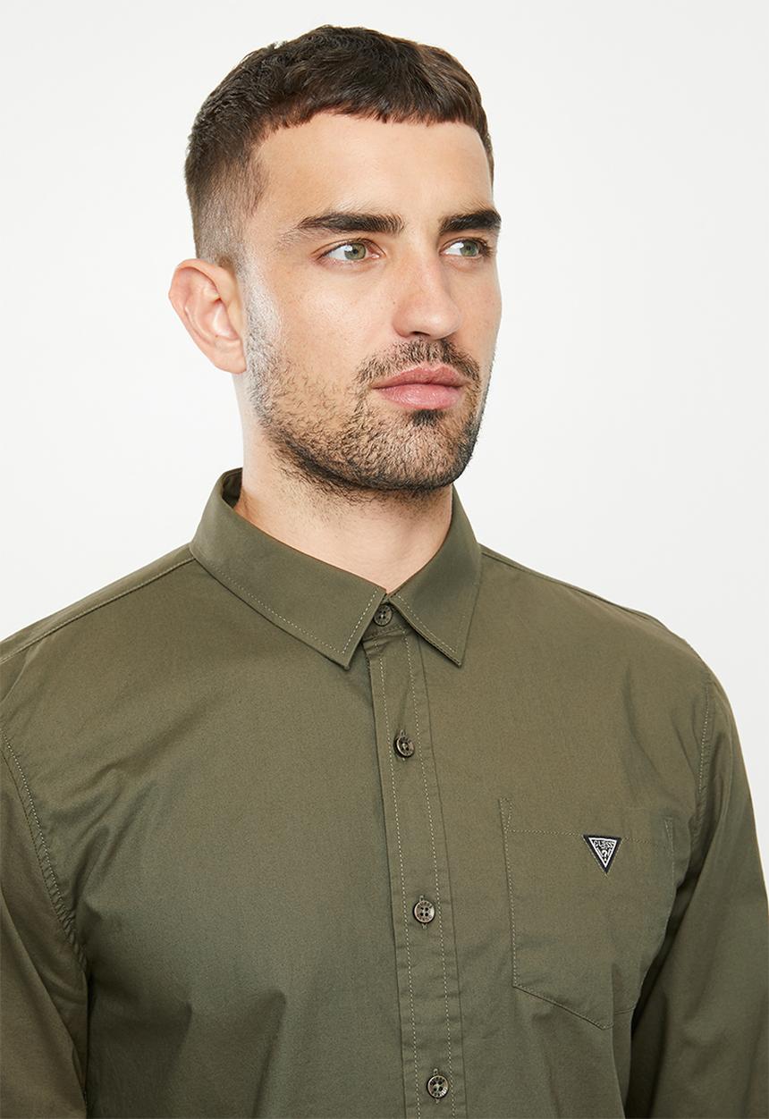 GUESS - Long sleeve Guess core poplin shirt - olive