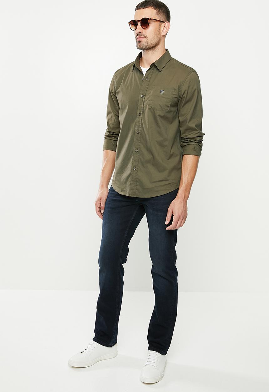 GUESS - Long sleeve Guess core poplin shirt - olive