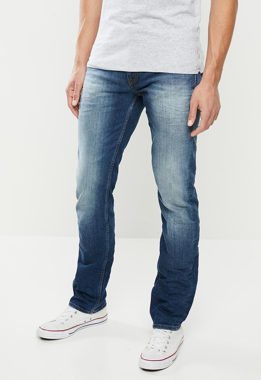 GUESS - Dark wash slim straight jeans - mid blue